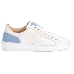 Sneakers 581108 aus glattem, weißem Leder mit Einsätzen